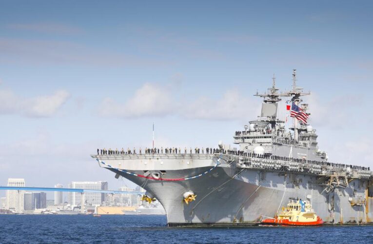 Trouble-plagued amphibious assault ship USS Boxer finally leaves San Diego for the Indo-Pacific