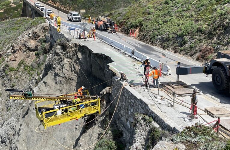 Caltrans works around the clock to stabilize Highway 1 at Rocky Creek slip-out