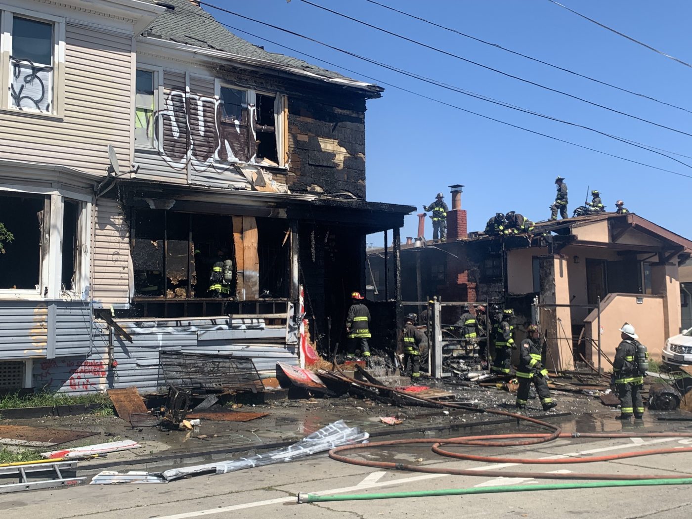 3-alarm-oakland-fire-nearly-destroys-one-vacant-residence,-badly-damages-a-second-occupied-home