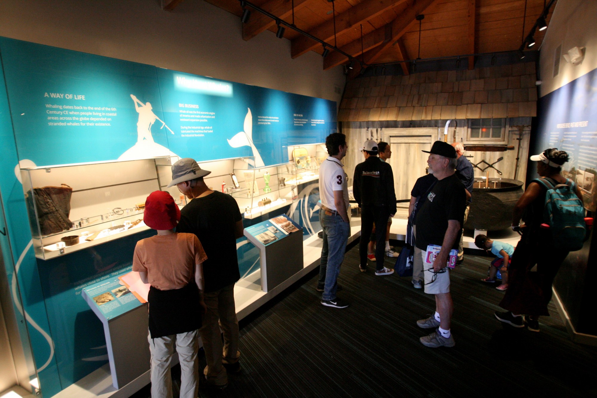 People view the Whaling exhibit of the Portuguese Bend at the Point Vicente Interpretive Center in Rancho Palos Verdes. (Photo by Ana P. Garcia, Contributing Photographer)