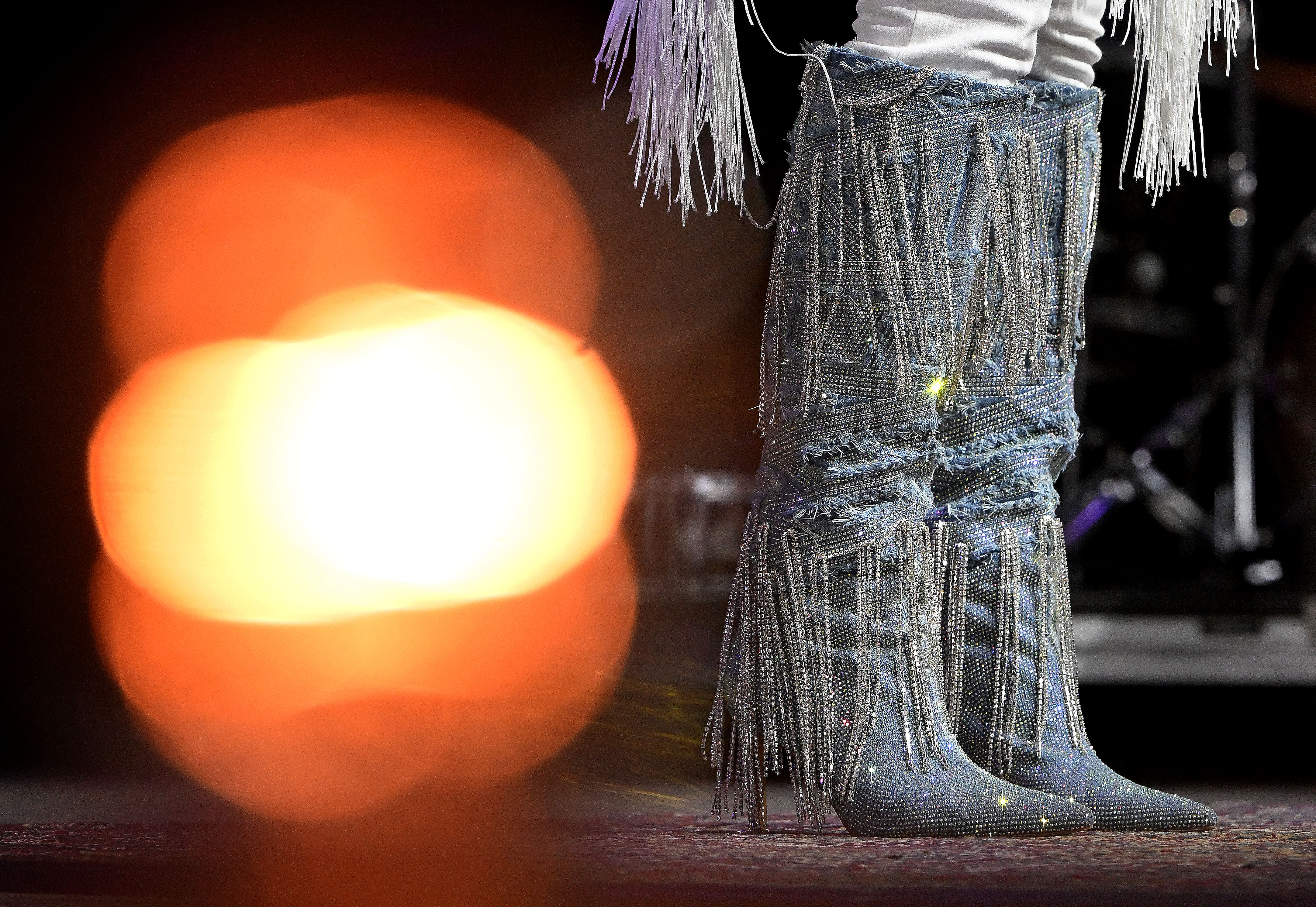 Country music artist Pam Tillis wears a custom set of...