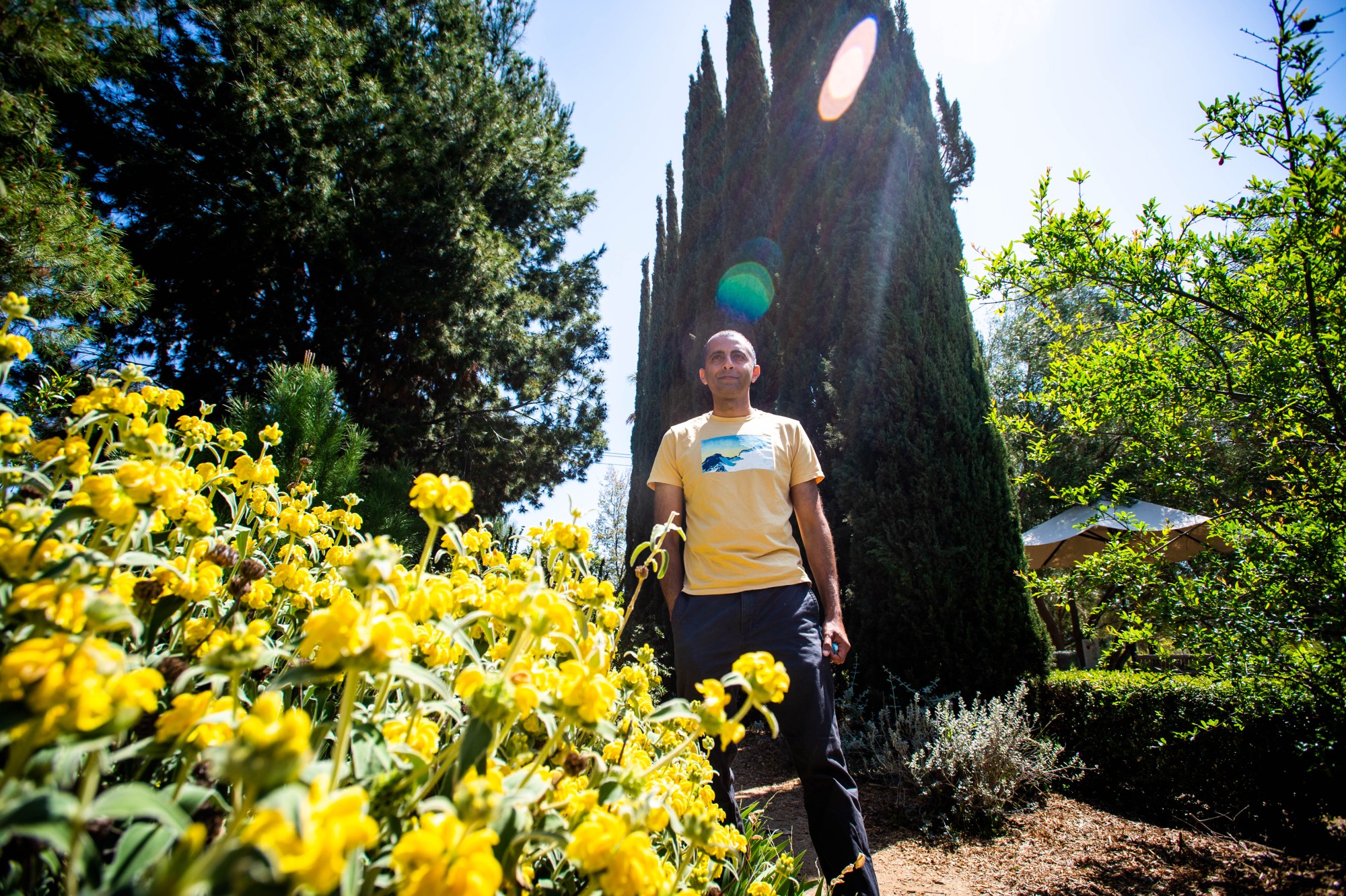 Abhi Arora, CEO of Healing Gardens, visits Arlington Garden in Pasadena on Friday, April 16, 2021. Arora, who recovered from stress by spending time in gardens, cofounded the garden booking company so others could find peace in a garden. (Photo by Sarah Reingewirtz, Los Angeles Daily News/SCNG)