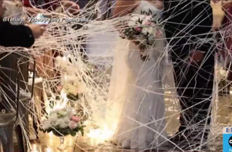 Bride speaks out after wedding dress, veil catch fire during ceremony