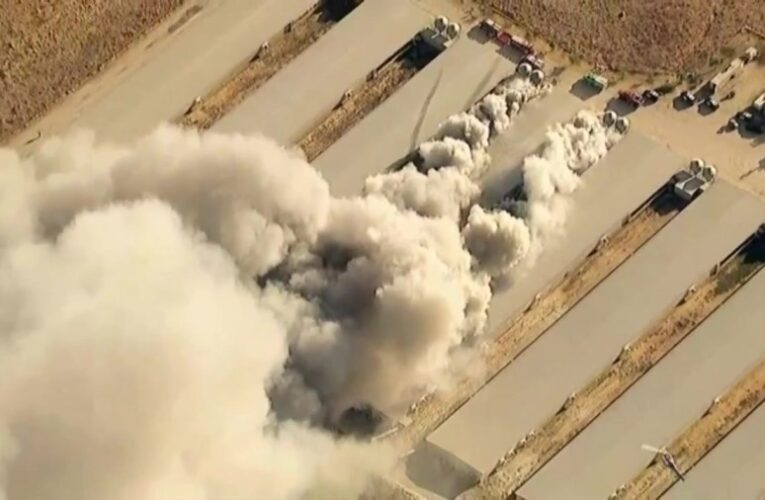 Fire burning at egg ranch in rural East County