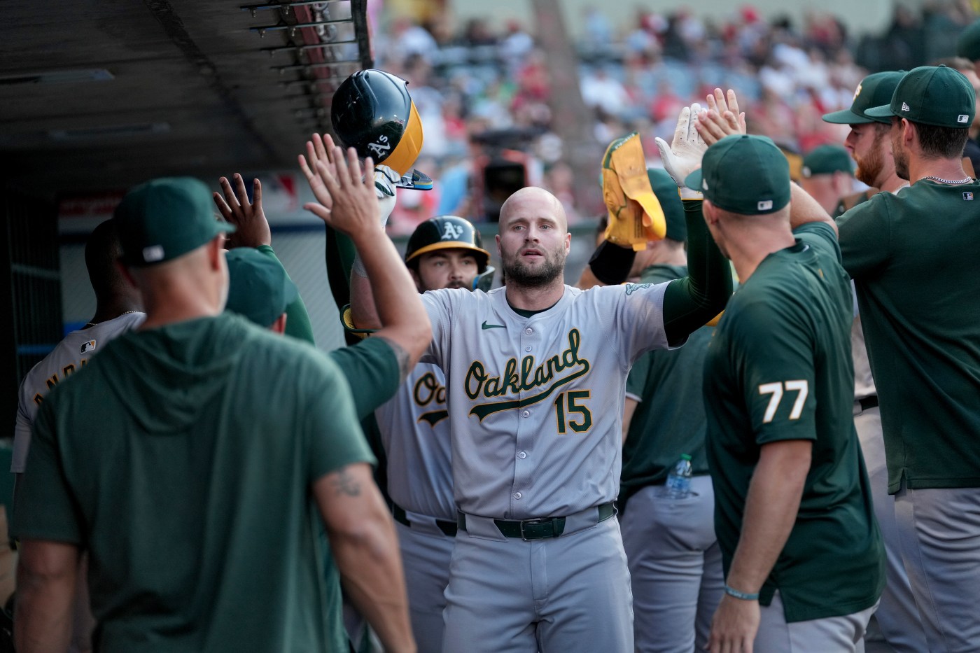rooker-homers,-athletics-secure-first-winning-month-in-two-years-with-victory-over-angels