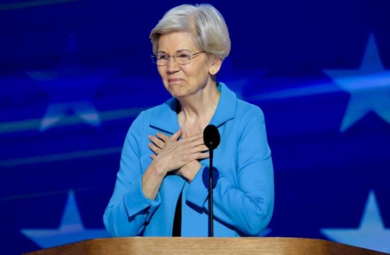 Elizabeth Warren gets emotional after receiving raccous applause at DNC