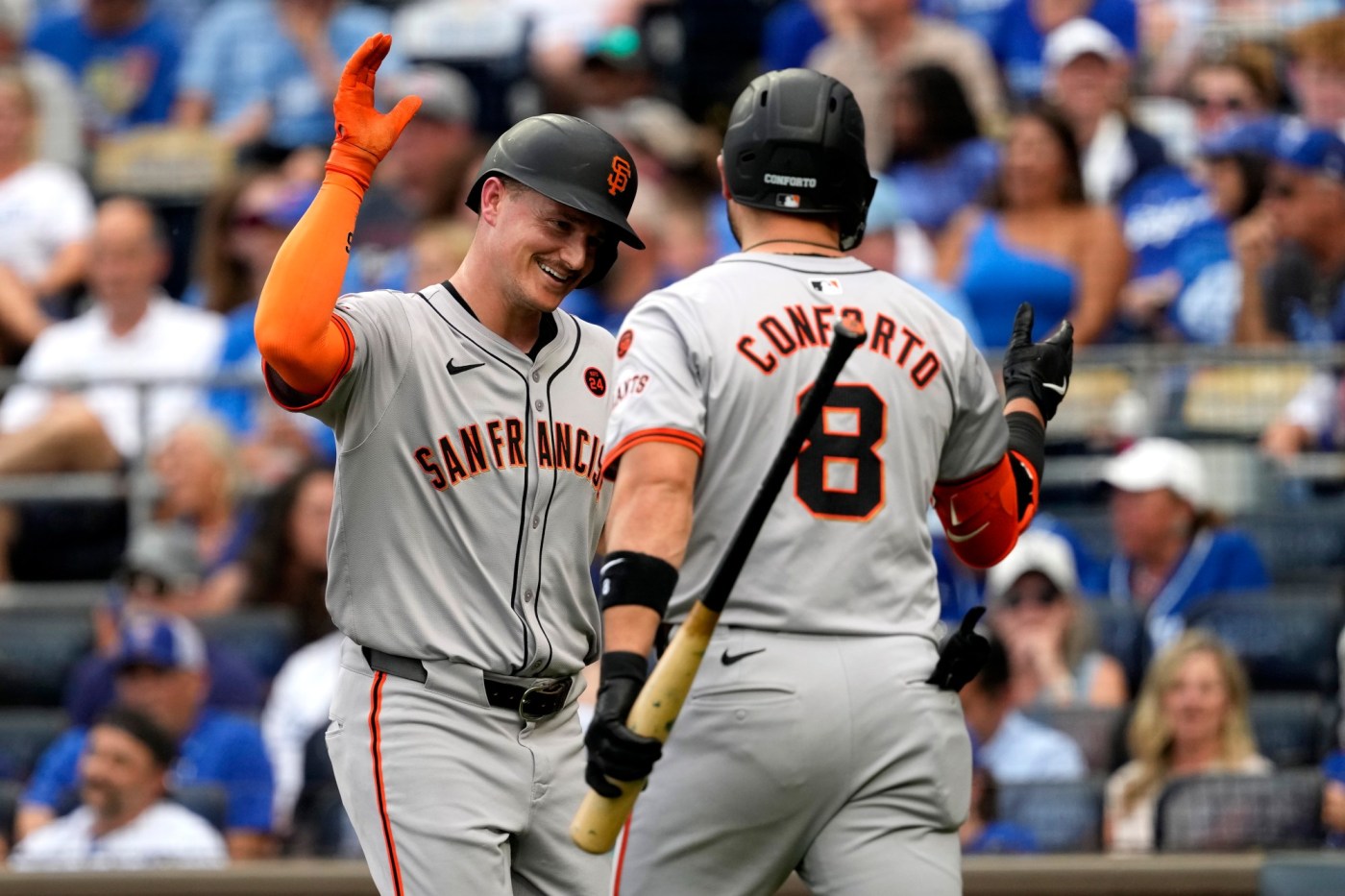 sf-giants-score-early-and-often-with-5-home-runs-to-power-landen-roupp’s-first-career-win-in-9-0-rout-of-royals