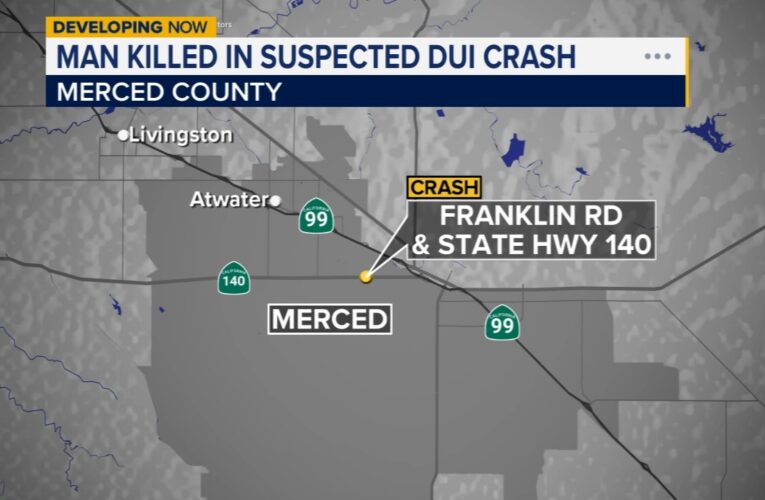 Man killed in suspected DUI crash in Merced County