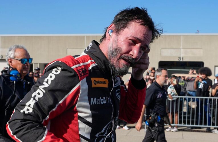 Keanu Reeves spins out at Indianapolis Motor Speedway in pro auto racing debut