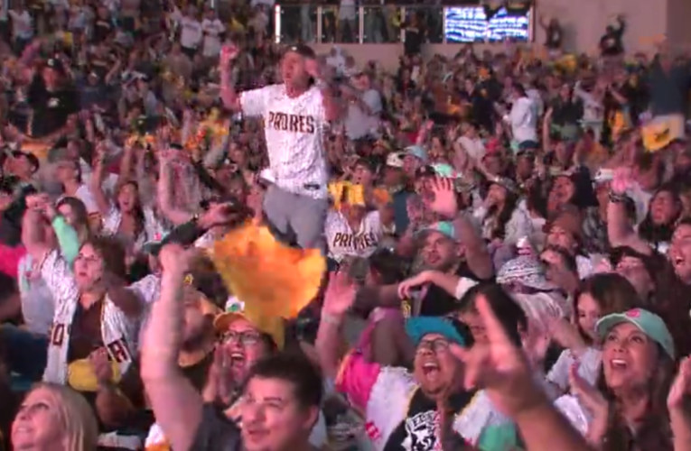 Padres fandom in full force at first of three postseason watch parties