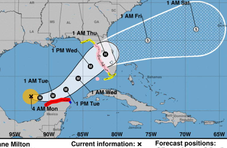 Maps show forecast path of Hurricane Milton toward Florida