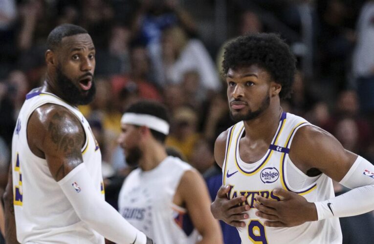 Lakers LeBron James, Bronny James play together in NBA preseason game for first time