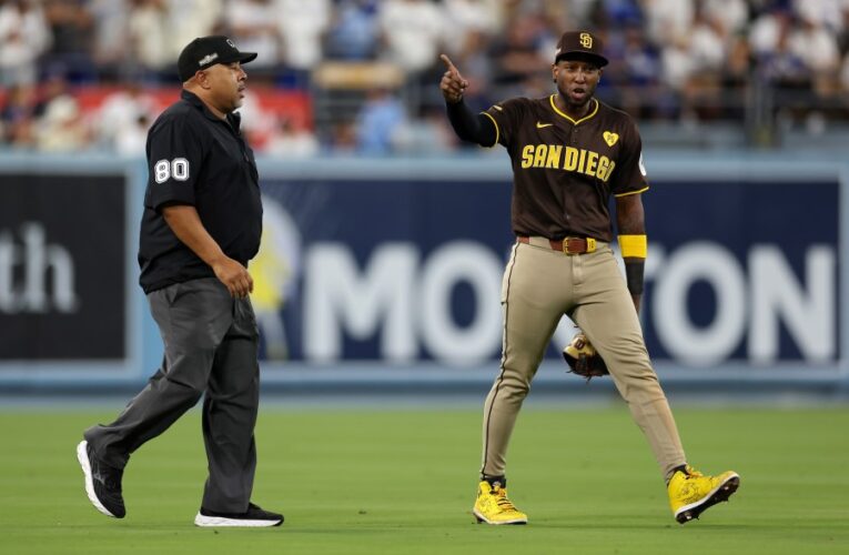 Dodger game delayed as fans throw baseballs, trash at Padres outfielder