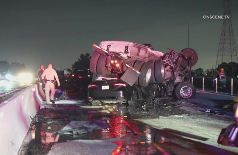 Deadly crash involving fuel tanker shuts down freeway in Los Angeles 