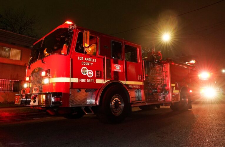 Overturned Los Angeles County Fire truck injures 3, closes highway