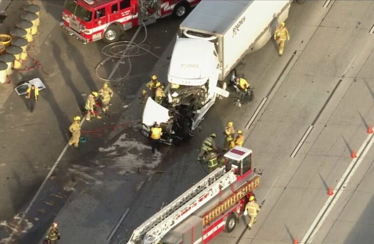 ‘A terrible drive’: Multiple crashes involving big rigs snarl traffic on 5 Freeway  