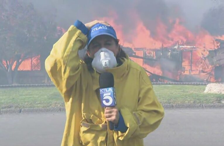 Homes go up in flames during KTLA reporter’s live shot