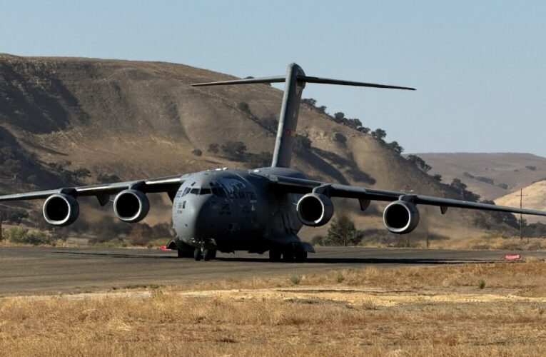 C-17 aircraft lands for the first time at Camp Roberts