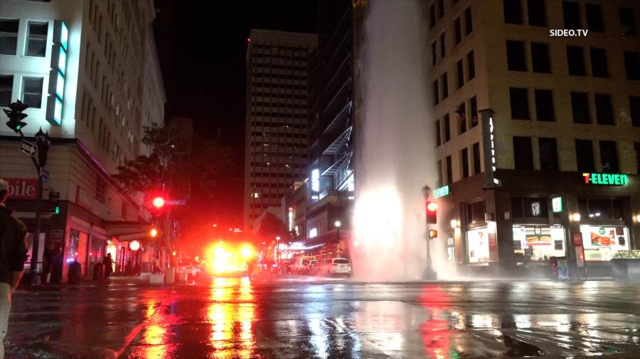 geyser-of-water-shoots-into-the-air-in-gaslamp-quarter