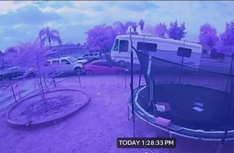 Out-of-control RV crashes into parked cars in San Bernardino neighborhood, 1 totaled