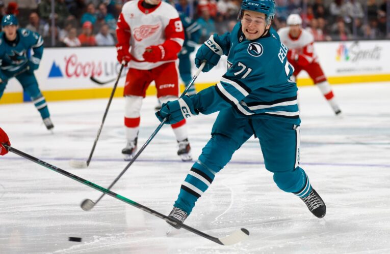 Celebrini’s career-first moment leads Sharks past Red Wings