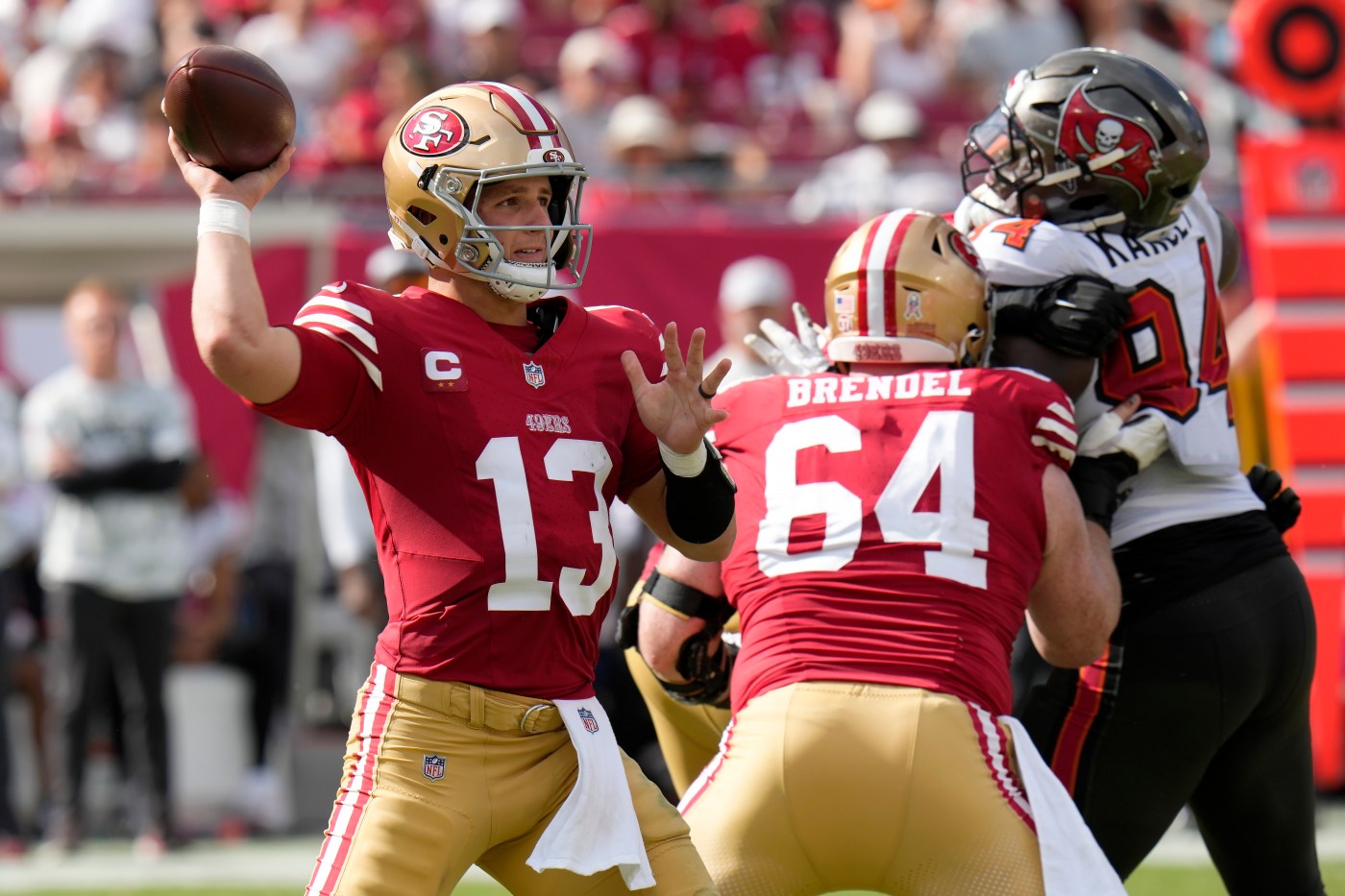 49ers:-brock-purdy-throws-without-pain,-while-it’s-wait-and-see-for-bosa,-williams