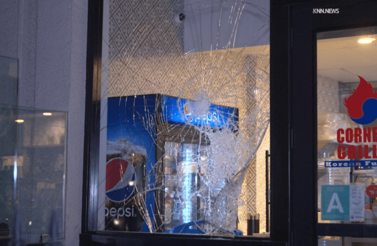 Rock, pickaxe used to shatter window of Los Angeles business