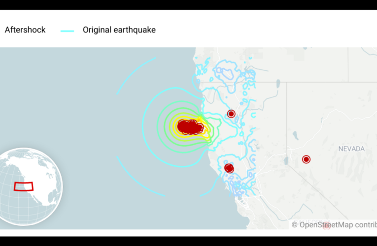 Maps show shaking intensity, aftershocks following major 7.0 Humboldt County earthquake