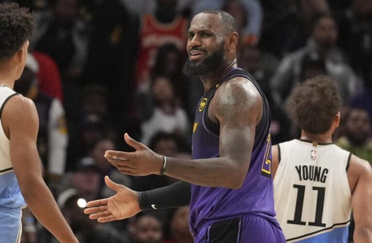 LeBron James misses shot at final buzzer in Lakers’ wild overtime loss to Hawks