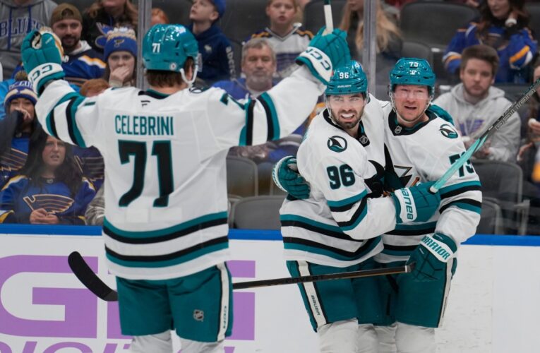 Celebrini puts on a show as Sharks beat St. Louis Blues to end losing skid