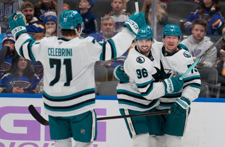 Celebrini puts on a show as Sharks beat Blues, end losing skid