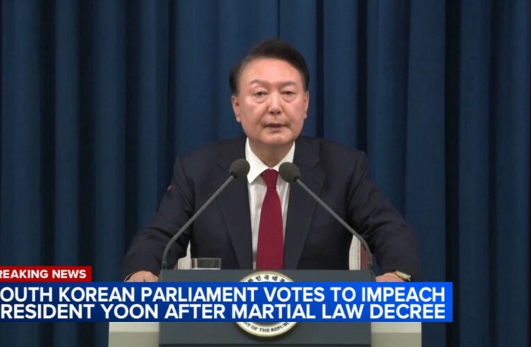 South Korea’s parliament votes to impeach President Yoon Suk Yeol over his martial law order