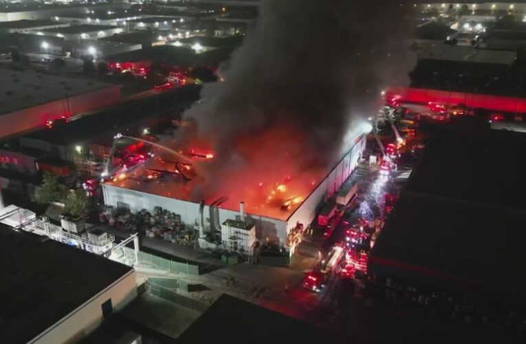 Massive L.A. County warehouse fire sends toxic smoke into the air  