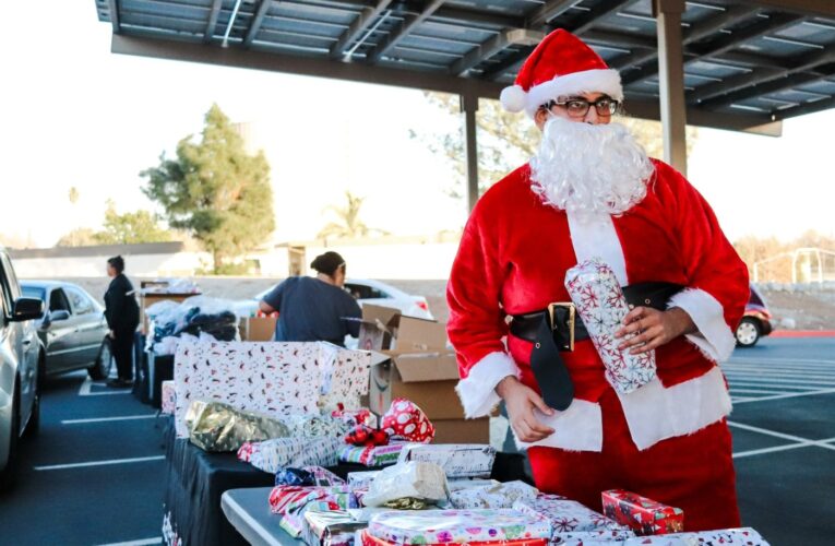 Chaffey College students get gifts for their children at drive-through events