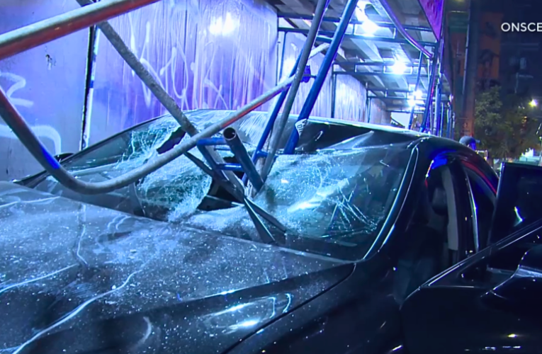 Los Angeles Uber driver nearly impaled by scaffolding in crash