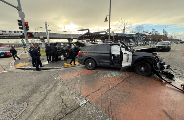 Officials: BART police officers injured in Oakland crash were responding to life-threatening drug overdose