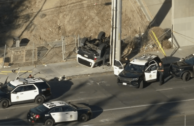 Fleeing driver crashes in L.A.’s San Fernando Valley